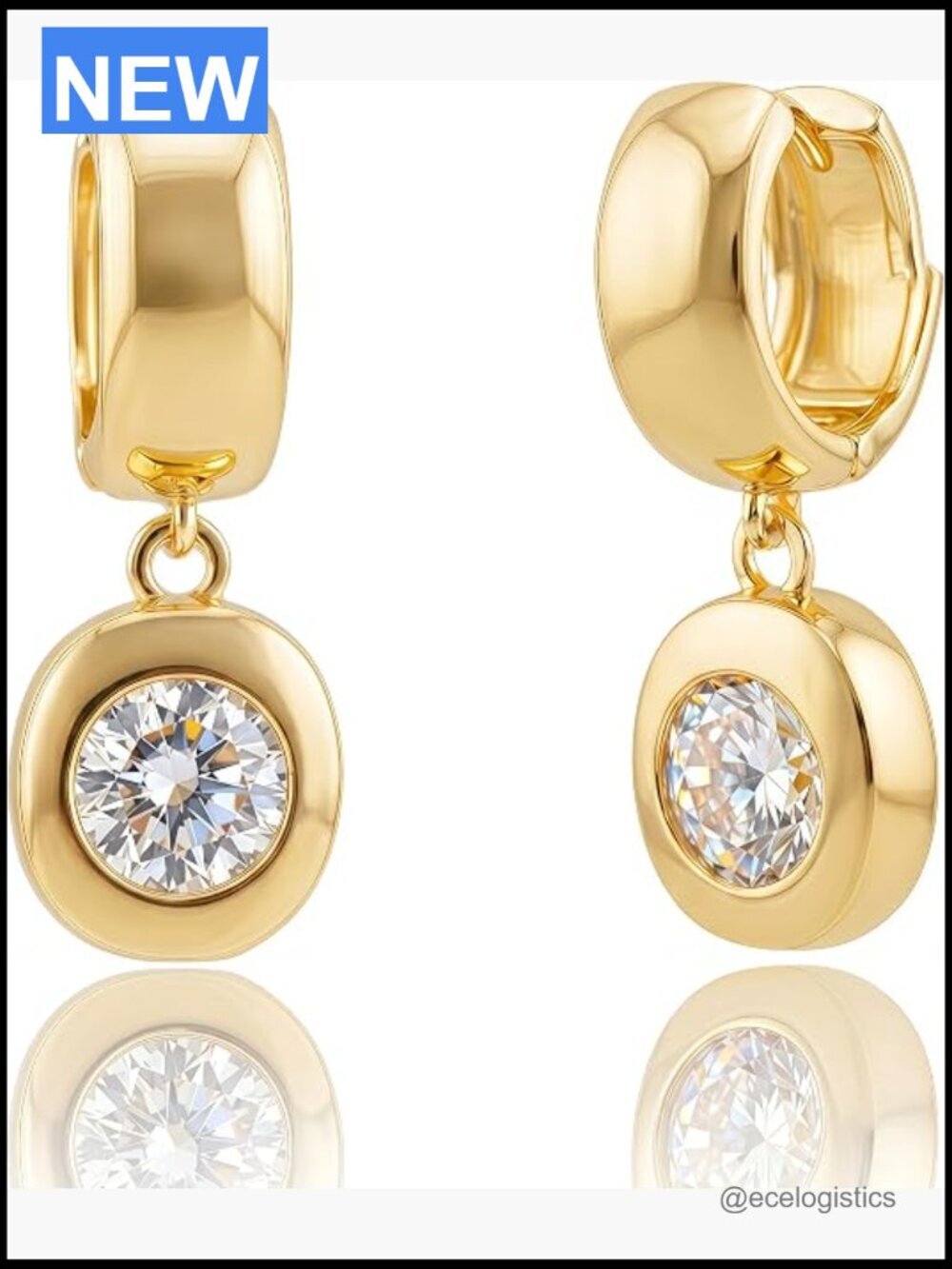 Dangle Flower Gold Hoop Earrings, Trendy CZ Drop Earrings for Women